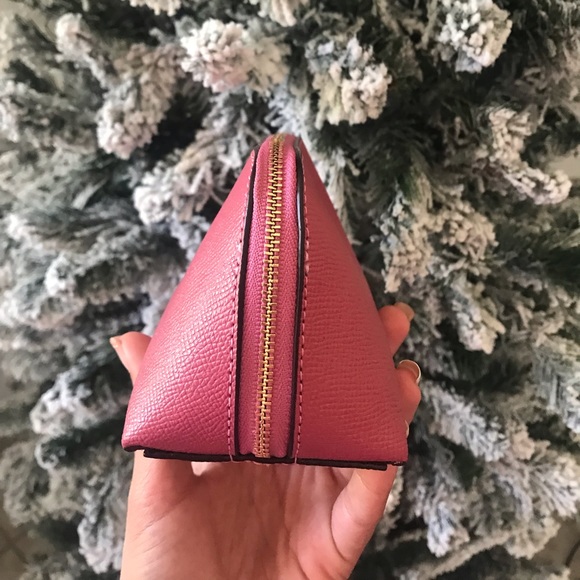 Coach Makeup Cosmetic Case Leather Pink Strawberry - Picture 3 of 3